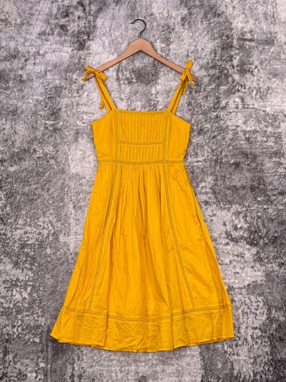 New Point Sur Dress 0 Womens Yellow Gold Cotton Tie Stap Midi J Crew